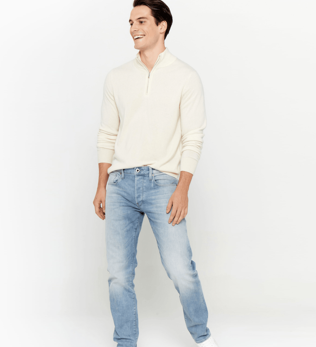 The Mock-Neck Quarter Zip Cashmere Polo Sweater – State Cashmere