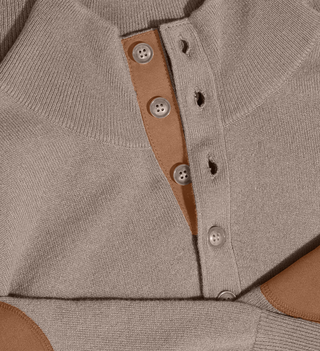 【MODERNIF】Libert Cash Collar Knit The Mock-Neck Quarter Button Cashmere Polo Sweater – State