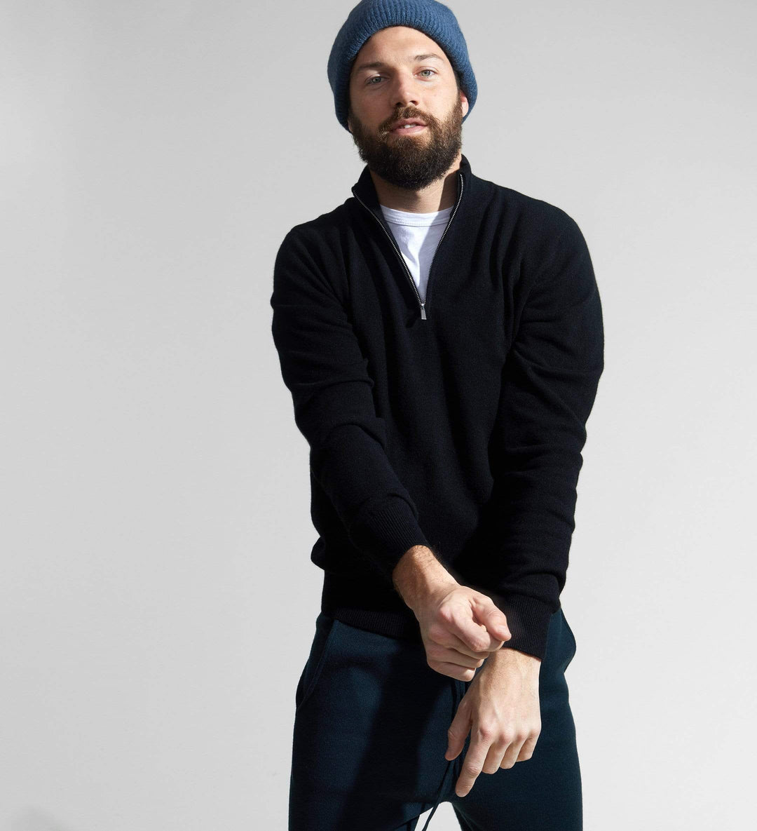 The Mock-Neck Quarter Zip Cashmere Polo Sweater – State Cashmere