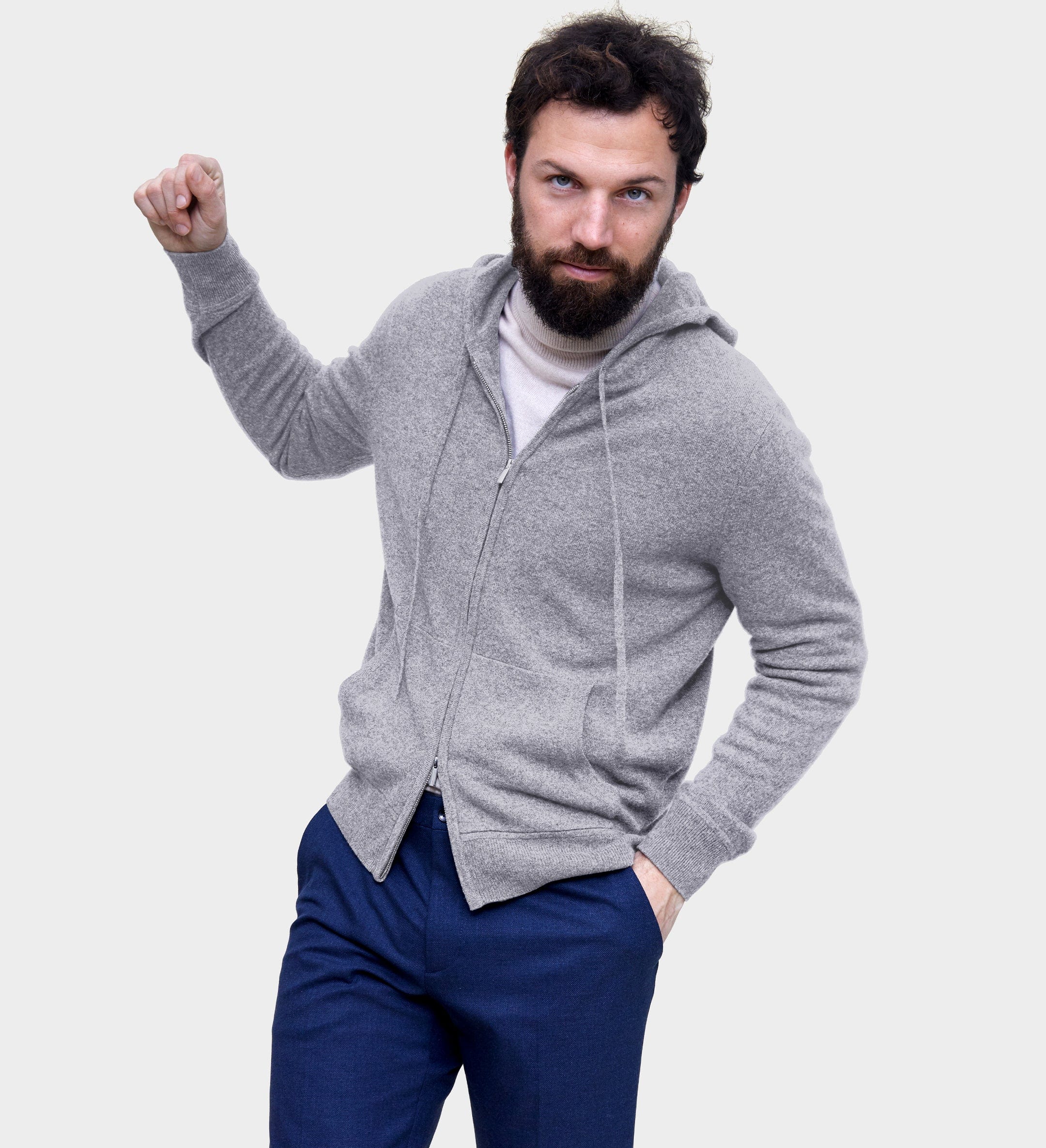 Mens cashmere sales zip hoodie