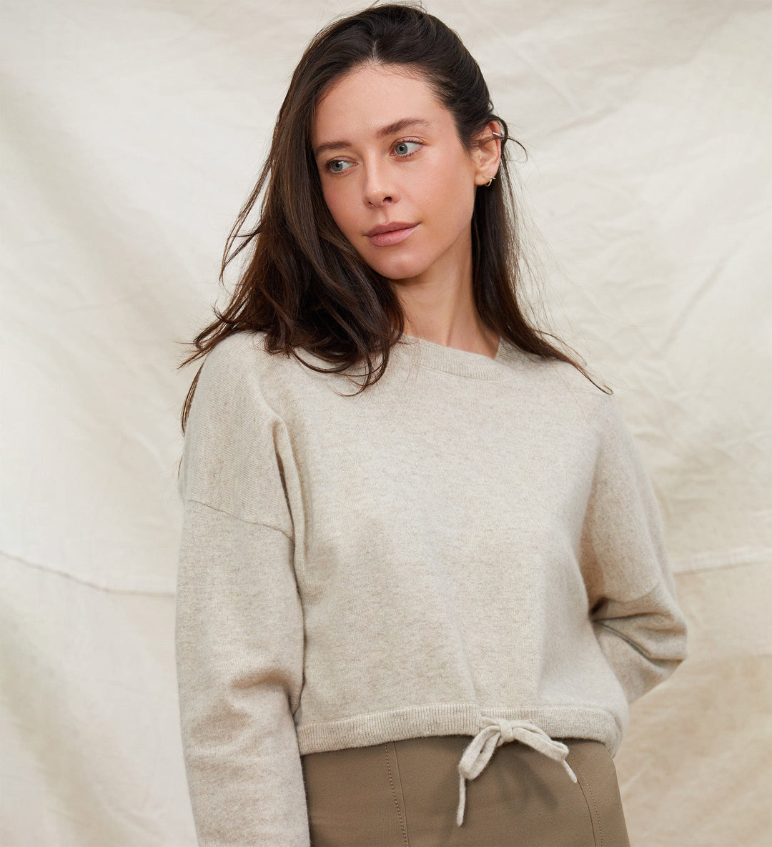 The Cropped Cashmere Sweater with Drawstring Waist State Cashmere